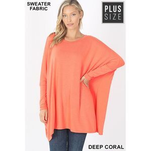 World of Leggings Oversized Round Neck Poncho Plus Size Sweater
